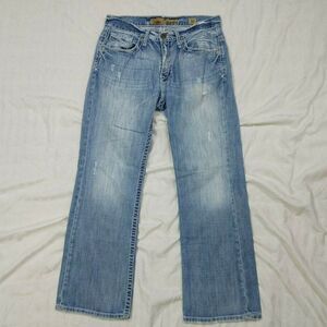 BKE Derek Mens Denim Jeans Distressed Blue Straight Leg Pants sz 30x30